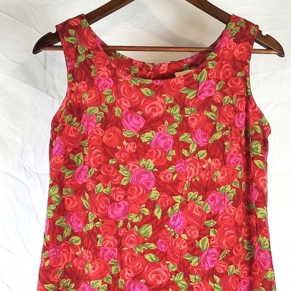 Vintage 90s Rose Floral Midi Dress - Picture 2 of 7